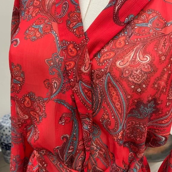 L’Agence Red Paisley Arabell Romper - Sz 2 (never worn)